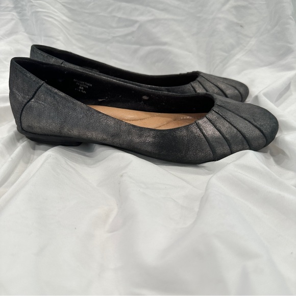 Earth Shoe Bellwether Pewter Women 8 Charcoal Leather Flats Loafer Shoe - Picture 4 of 7